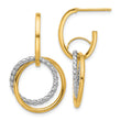 14K w/Rhodium Polished/Twisted Circles J-Hoop Post Earrings