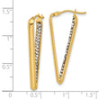 14K Polished with Crystal Triangle Hoop Earrings