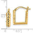 14K Polished and Diamond-cut Square Hoop Earrings