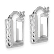14K White Gold Polished and Diamond-cut Square Hoop Earrings