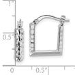 14K White Gold Polished and Diamond-cut Square Hoop Earrings