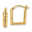 14K Polished and Diamond-cut Square Hoop Earrings