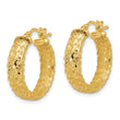 14K Polished/Textured/Diamond-cut Hoop Earrings