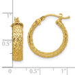 14K Polished/Textured/Diamond-cut Hoop Earrings