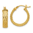 14K Polished/Textured/Diamond-cut Hoop Earrings