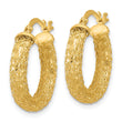14K Polished and Textured Hoop Earrings