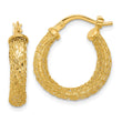 14K Polished and Textured Hoop Earrings