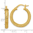 14K Polished and Textured Hoop Earrings