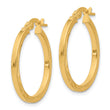 14K Polished with Pattern Hoop Earrings