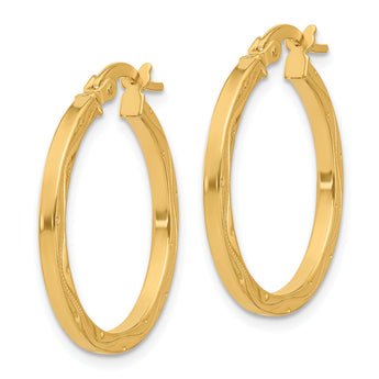 14K Polished with Pattern Hoop Earrings