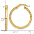 14K Polished with Pattern Hoop Earrings
