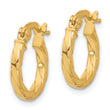 14K Polished and Grooved Hoop Earrings