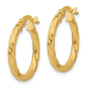 14K Polished and Grooved Hoop Earrings