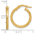 14K Polished and Grooved Hoop Earrings