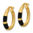 14K with Enamel Polished and Grooved Hoop Earrings