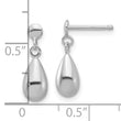 14K White Gold Polished Teardrop Dangle Earrings