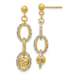 14K Two-tone Polished and Diamond-cut Dangle Post Earrings