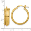 14K Polished and Textured Round Hoop Earrings