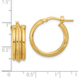 14K Polished and Textured Round Hoop Earrings