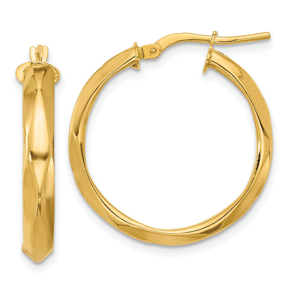 14K Polished Round Hoop Earrings