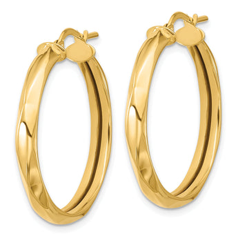 14K Polished Round Hoop Earrings