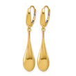 14K Polished Teardrop Dangle Leverback Earrings - Birthstone Company