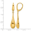 14K Polished Teardrop Dangle Leverback Earrings - Birthstone Company