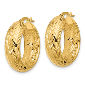 14k Polished and D/C Hoop Earrings