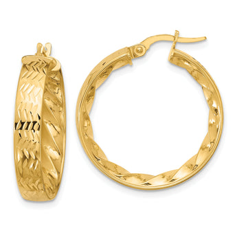 14k Polished and D/C Hoop Earrings