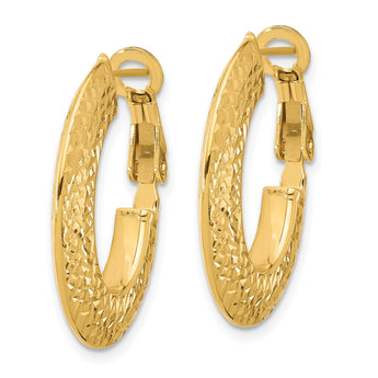14k Polished and D/C Knife Edge Omega Back Hoop Earrings