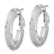 14k White Gold Polished and D/C Omega Back Hoop Earrings