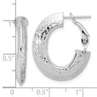 14k White Gold Polished and D/C Omega Back Hoop Earrings