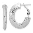 14k White Gold Polished and D/C Omega Back Hoop Earrings