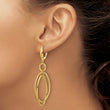 14k Polished and Textured Oval Dangle Leverback Earrings - Birthstone Company