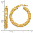 14k Polished and Textured Twisted Circle Hoop Earrings