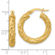 14k Polished and Textured Twisted Tube Hoop Earrings