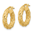 14k Polished and Textured Twisted Tube Hoop Earrings