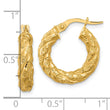 14k Polished and Textured Twisted Tube Hoop Earrings