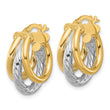 14k W/Rhodium Polished Triple Hoop Earrings