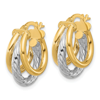 14k W/Rhodium Polished Triple Hoop Earrings