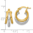 14k W/Rhodium Polished Triple Hoop Earrings