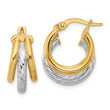14k W/Rhodium Polished Triple Hoop Earrings