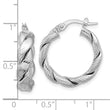 14k White Gold Polished and Textured Twist Hoop Earrings
