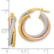 14k w/White Rhodium and Rose plating Twist Tube Hoop Earrings