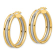 14k w/White Rhodium Polished and Textured Triple Hoop Earrings