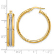 14k w/White Rhodium Polished and Textured Triple Hoop Earrings