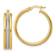14k w/White Rhodium Polished and Textured Triple Hoop Earrings