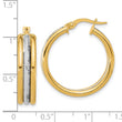 14k w/White Rhodium Polished and Textured Triple Hoop Earrings