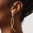 14k Polished and Textured Tube Dangle Leverback Earrings - Birthstone Company