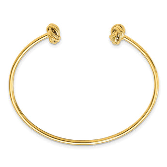 14K Polished and Textured Love Knot Flexible Cuff Bangle - Birthstone Company